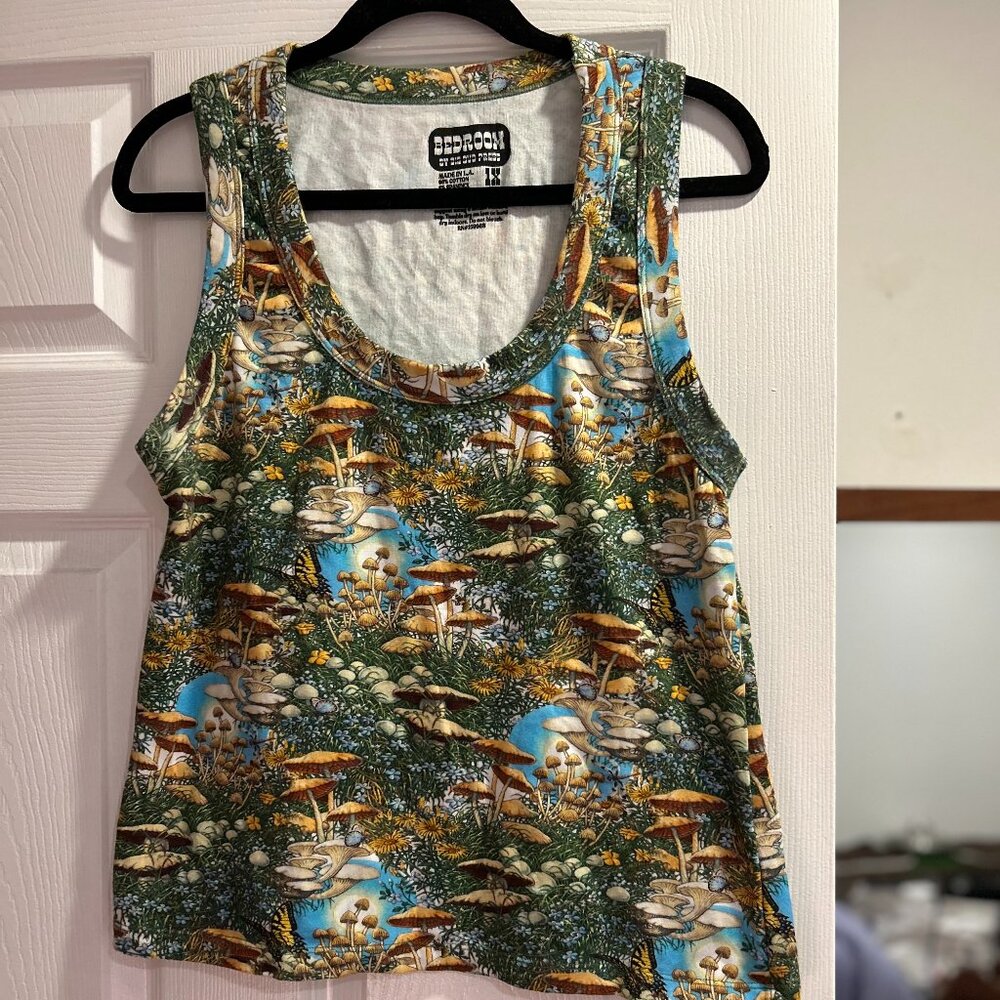 Big Bud Press Tank,  Size 1X, Limited Ed. Bill Ogden fungi fantasy print